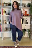 Bowie Asymmetric Turtle Neck Ribby Knit Dewberry